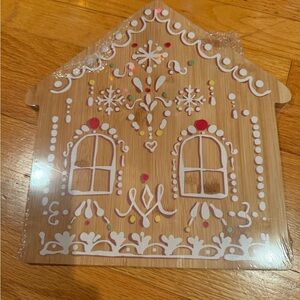 Gingerbread House Cutting Board with White Accents
